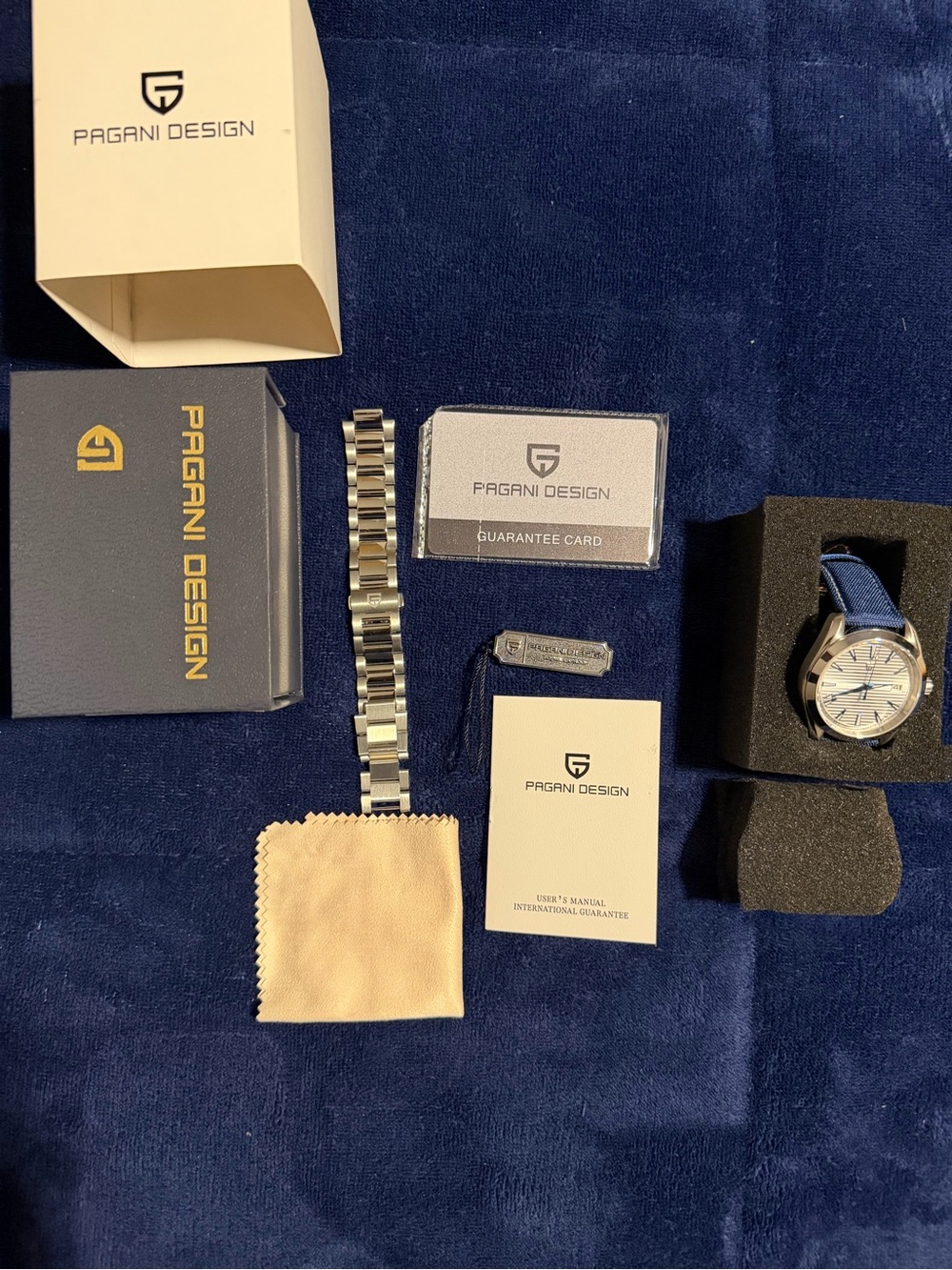 Pagani Design Men's Watch with Blue Strap and Silver Case